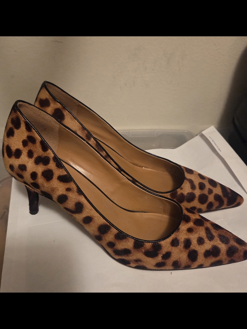 Leopard Print Pointed-Toe Womens Pumps - Brown